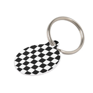 Minimalist Retro Checkered – Monochrome Streetwear Pet ID Tag