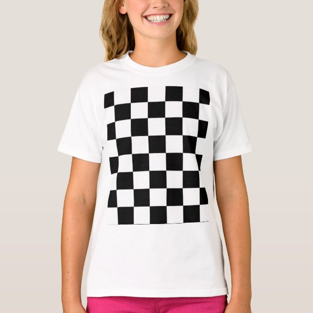 Minimalist Retro Checkered – Monochrome Streetwear T-Shirt (Front)