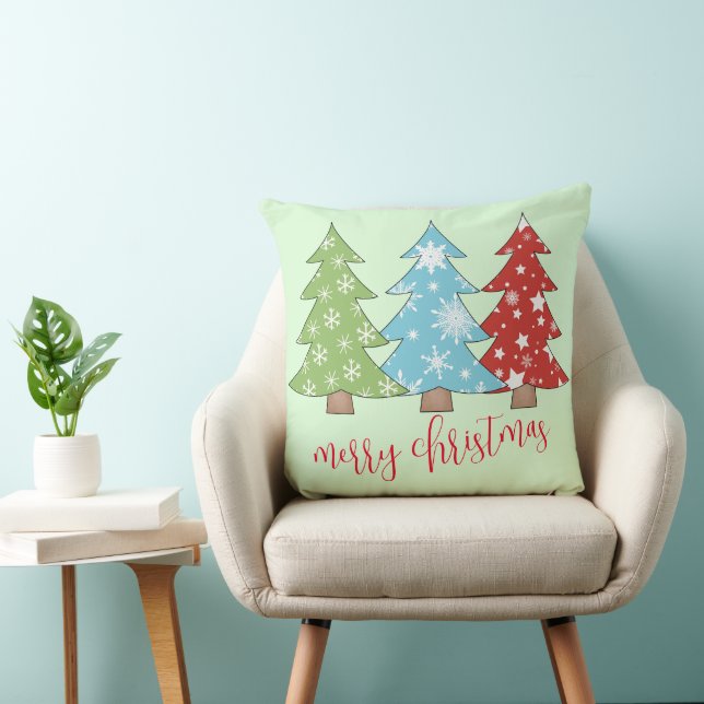 Minimalist Retro Christmas Tree Throw Pillow (Chair)