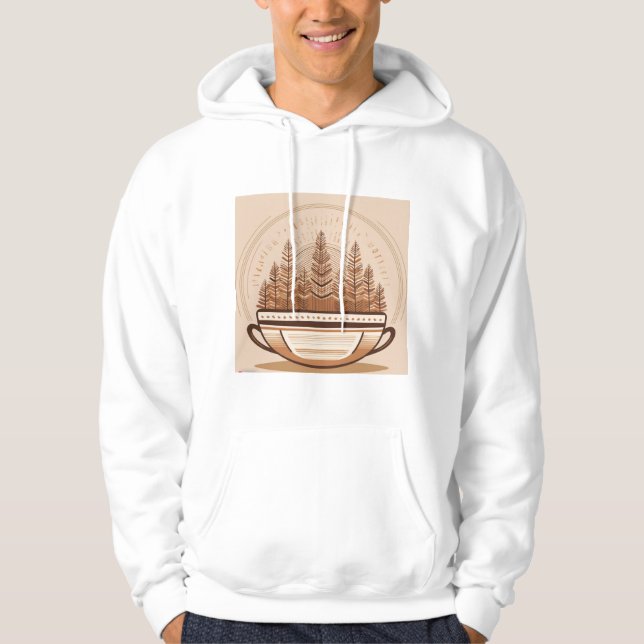 "Minimalist Retro Coffee Mug Design – Timeless  Hoodie (Front)