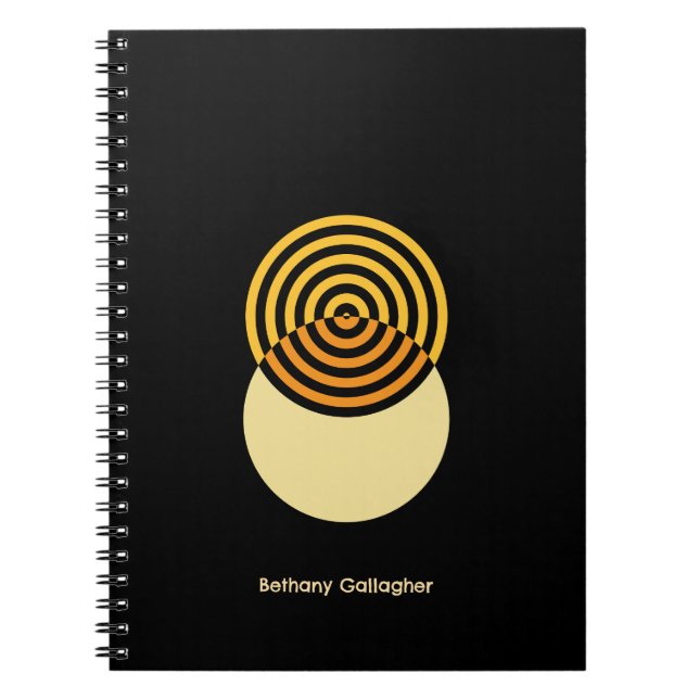 Minimalist Retro – Concentric Circles & Personaliz Notebook (Front)