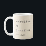 Minimalist Retro Cream Typewriter Custom Wedding Coffee Mug<br><div class="desc">Retro Minimalist Typewriter Font Custom Wedding Coffee Mug in Cream</div>