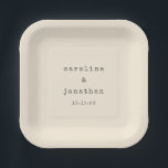 Minimalist Retro Cream Typewriter Custom Wedding Paper Plates<br><div class="desc">Retro Minimalist Typewriter Font Custom Wedding Paper Plates in Cream</div>