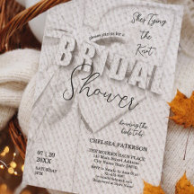 Minimalist Retro Elegant White Bow Bridal Shower