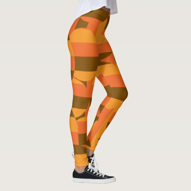 Minimalist retro geometric art in orange leggings (Right)