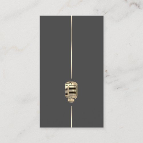 Minimalist Retro Gold Microphone Business Card