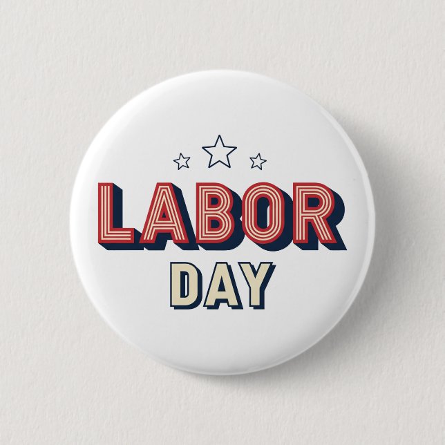 Minimalist Retro Labor Day Button (Front)