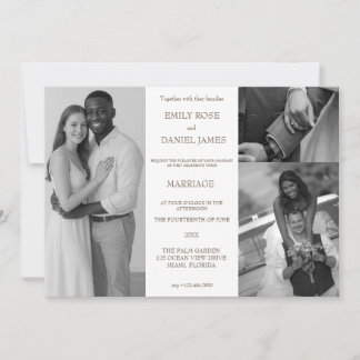 Minimalist retro photo collage wedding invitation