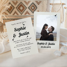 Minimalist Retro Photo Wedding Invitation