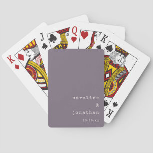 Minimalist Retro Purple Typewriter Custom Wedding Poker Cards