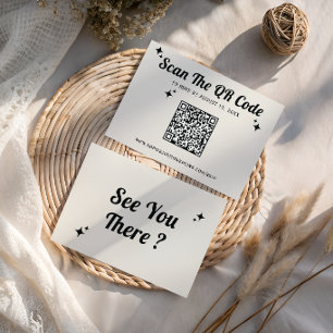 Minimalist Retro QR Code Wedding RSVP Card