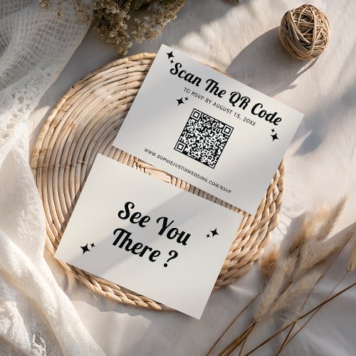 Minimalist Retro QR Code Wedding RSVP Card