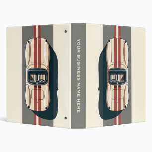 Minimalist Retro Racing Car Stripe 3 Ring Binder
