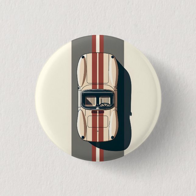 Minimalist Retro Racing Car Stripe Button (Front)