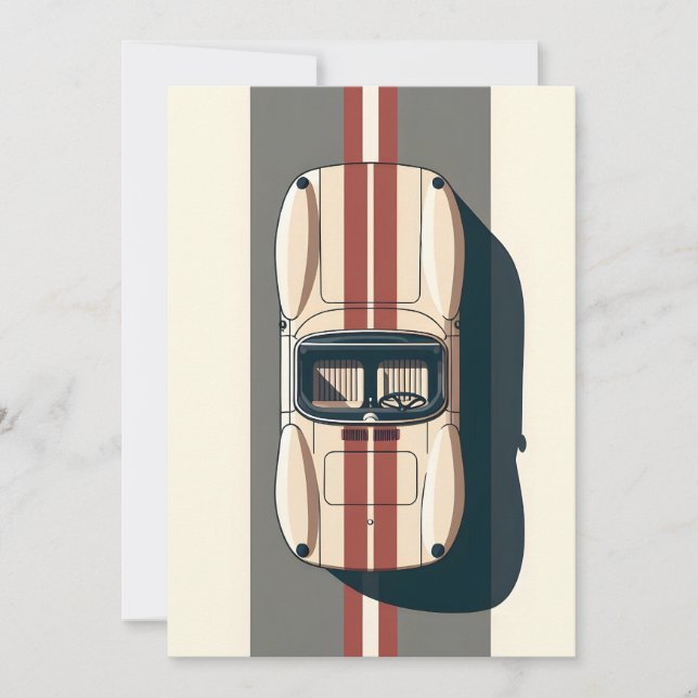Minimalist Retro Racing Car Stripe Holiday Card (Front)