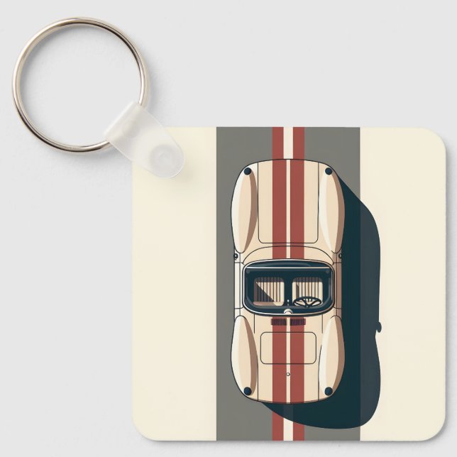 Minimalist Retro Racing Car Stripe Keychain (Front)