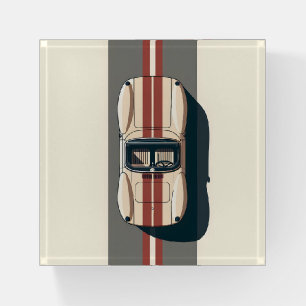 Minimalist Retro Racing Car Stripe Paperweight