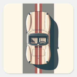 Minimalist Retro Racing Car Stripe Square Sticker