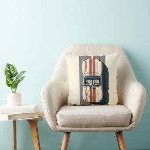 Minimalist Retro Racing Car Stripe Throw Pillow
