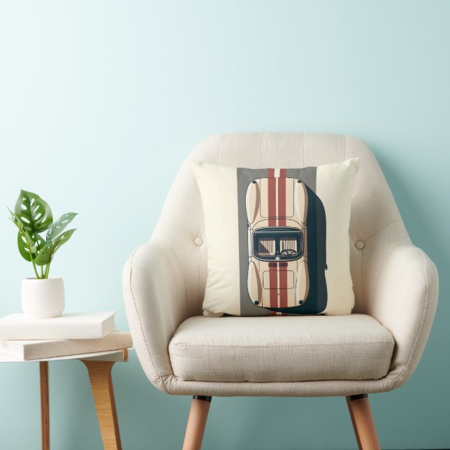 Minimalist Retro Racing Car Stripe Throw Pillow (Chair)