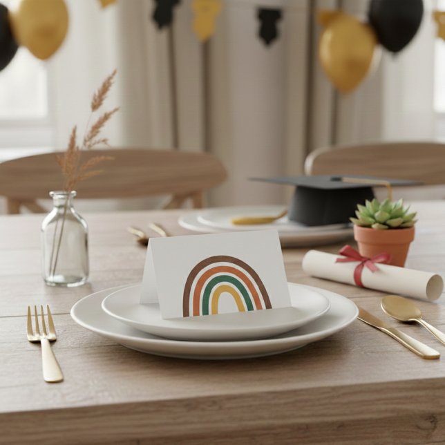 Minimalist Retro Rainbow Folded Table Place Card (Creator Uploaded)