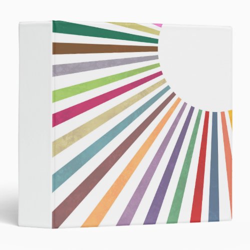 Minimalist Retro Rainbow Sun Rays 3 Ring Binder