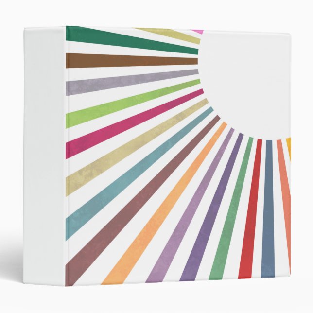 Minimalist Retro Rainbow Sun Rays 3 Ring Binder (Front/Spine)