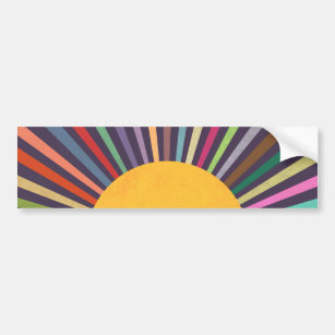 Minimalist Retro Rainbow Sun Rays Bumper Sticker