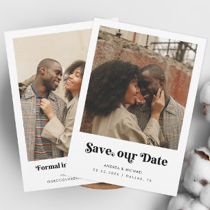 Minimalist Retro Script 2 Photos Wedding Website Save The Date