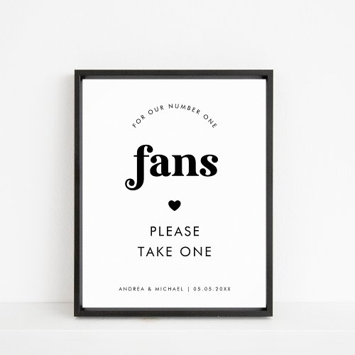 Minimalist Retro Script  Heart Fans Wedding Sign