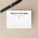 Minimalist Retro Script Heart Well Wishes Wedding  Advice Card<br><div class="desc">These modern minimalist advice cards would make a wonderful addition to your bridal shower/wedding supplies! Easily customize the text by clicking on the "personalize" option.</div>