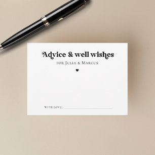 Minimalist Retro Script Heart Well Wishes Wedding Advice Card