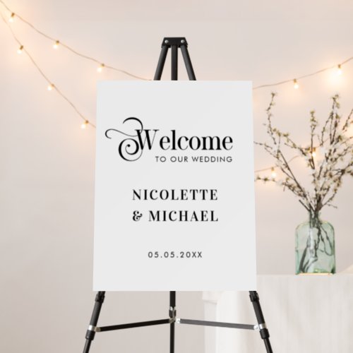 Minimalist Retro Script Typography Wedding Welcome Foam Board