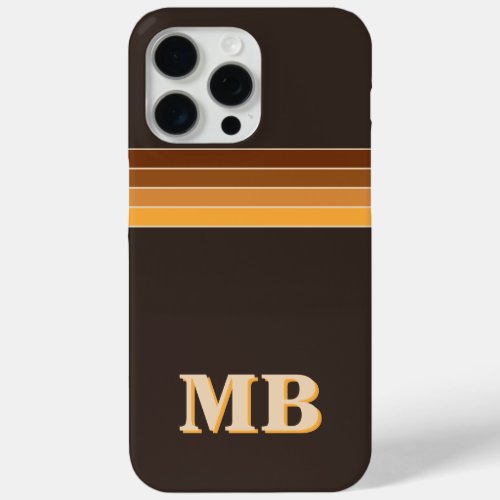 Minimalist Retro Stripe Initial Monogram iPhone 15 Pro Max Case