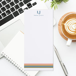 Minimalist Retro Stripes Monogram Magnetic Notepad