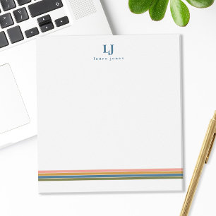 Minimalist Retro Stripes Monogram Notepad
