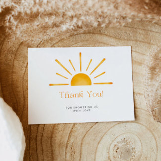 Minimalist Retro Sun Baby Shower Thank You Card