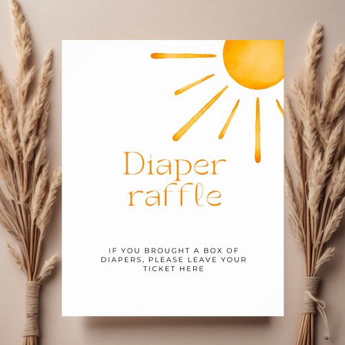 Minimalist Retro Sun Diaper Raffle Poster