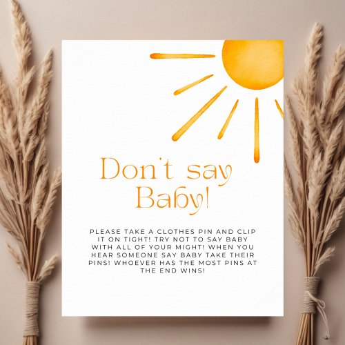 Minimalist Retro Sun Dont Say Baby Poster