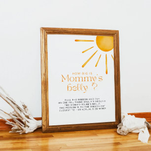 Minimalist Retro Sun How Big Is Mommy's Belly Poster