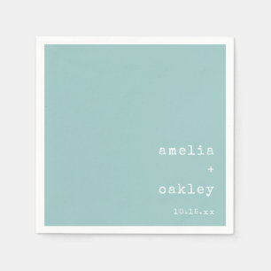 Minimalist Retro Typewriter Aqua Custom Wedding Napkins