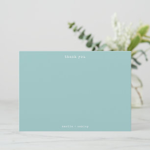 Minimalist Retro Typewriter Aqua Custom Wedding Thank You Card