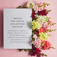 Minimalist Retro Typewriter Black White Wedding