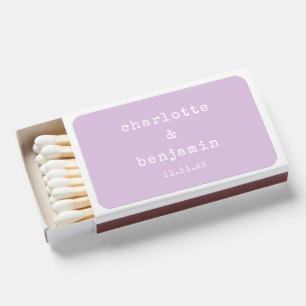 Minimalist Retro Typewriter Couple Names Lilac  Matchboxes