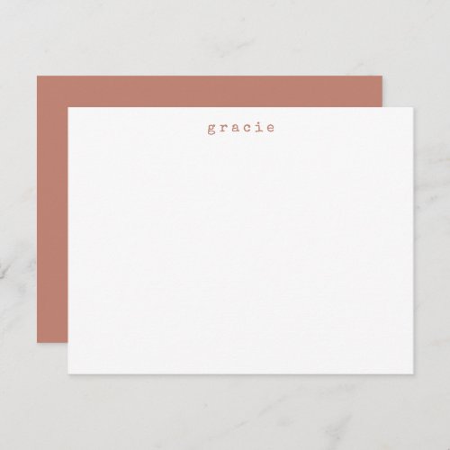 Minimalist Retro Typewriter Custom Name Terracotta Note Card