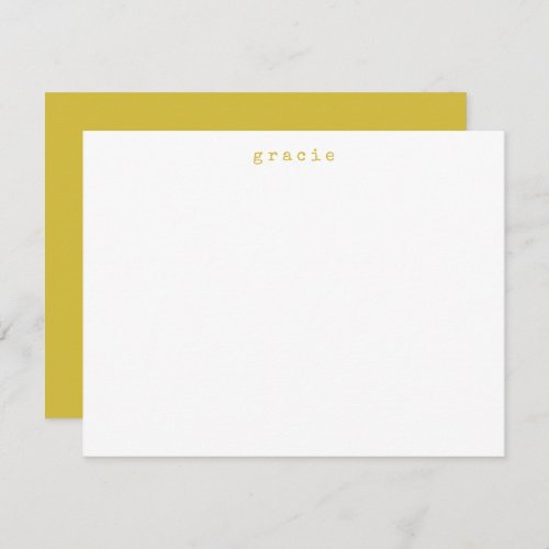 Minimalist Retro Typewriter Custom Name Yellow Note Card