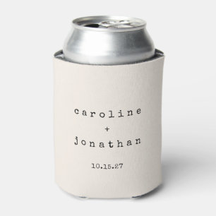 Minimalist Retro Typewriter Custom Wedding Ivory Can Cooler