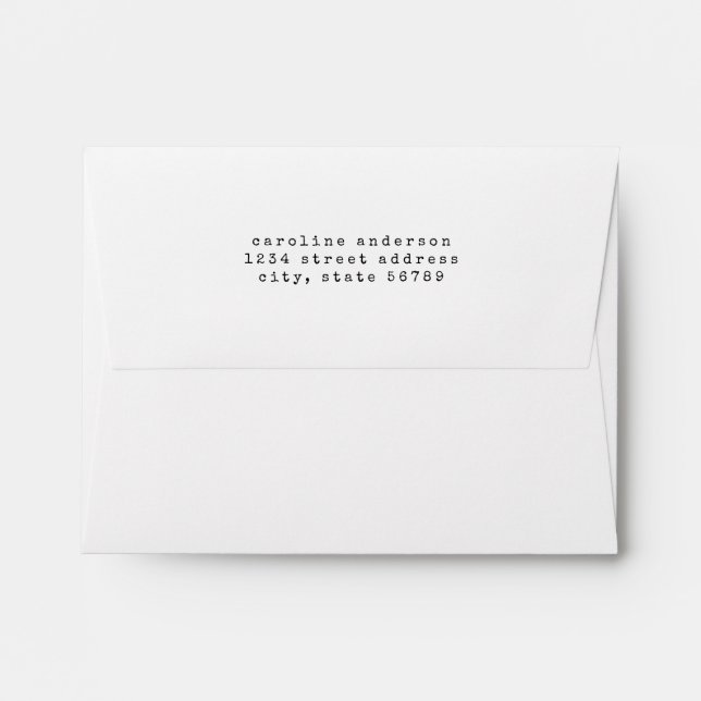 Minimalist Retro Typewriter Font Personalized Envelope (Back (Top Flap))
