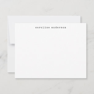 Minimalist Retro Typewriter Font Personalized  Note Card