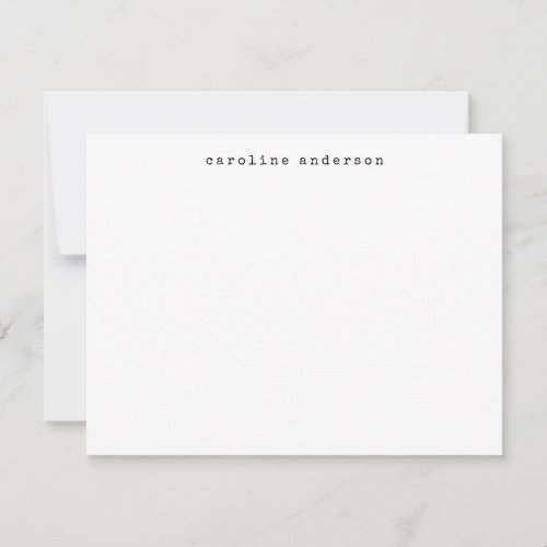 Minimalist Retro Typewriter Font Personalized  Note Card